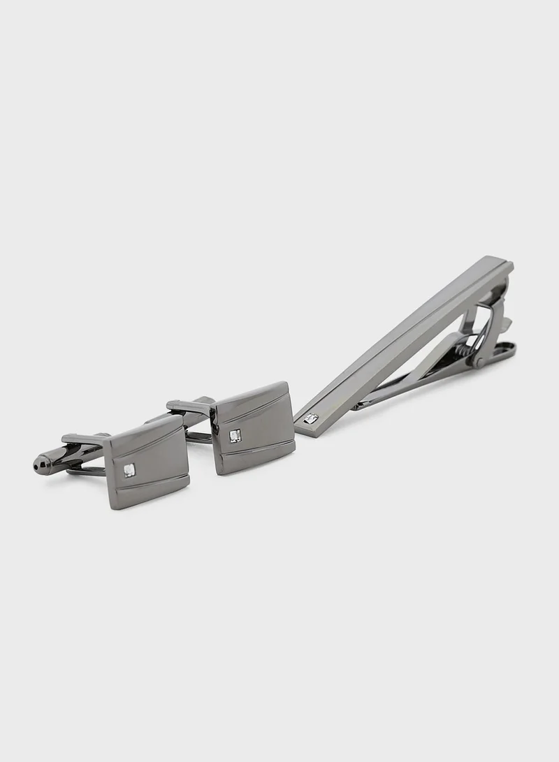 Robert Wood Cufflinks And Tie Pin Set In Gift Box