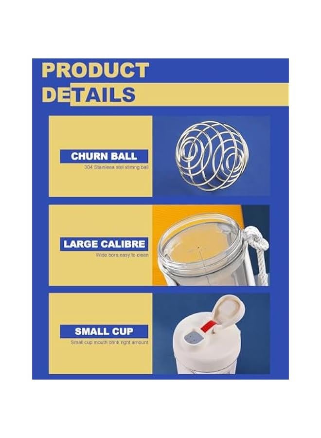 هوكور زجاجة خلط البروتين من بورتالوف كوب شيكر لمشروب سعة 20 اونصة بروتين محمولة مانعة للتسرب وخالية BPA مع كرة مزج لصالة الالعاب الرياضية واللياقة البدنية ابيض بلاستيك - Image 5