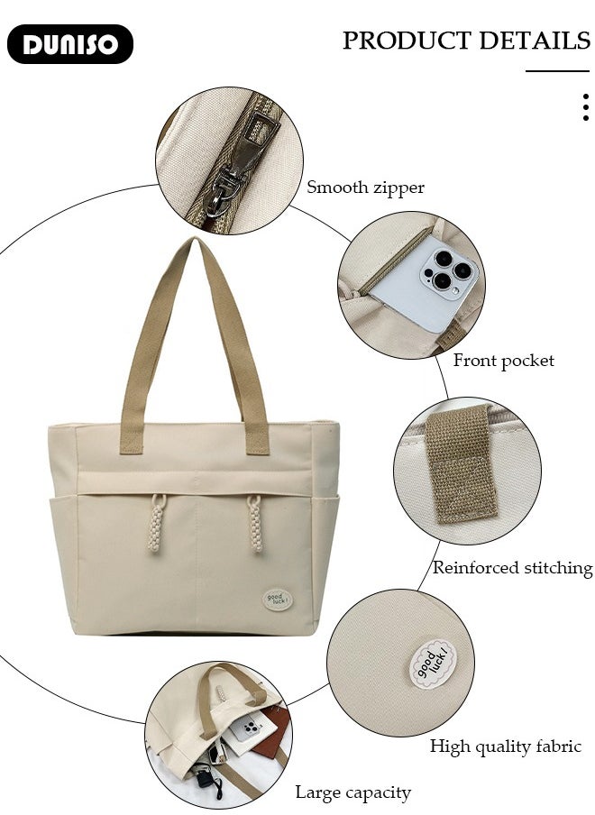 DUNISO - Women's Shoulder Tote Bag Canvas Handbag For Women Large Capacity Bucket Bag Fashionable Travel Messenger Shoulder Bag For Ladies Girls College Students - Image 1