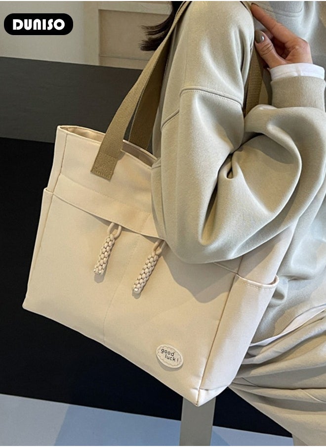 DUNISO - Women's Shoulder Tote Bag Canvas Handbag For Women Large Capacity Bucket Bag Fashionable Travel Messenger Shoulder Bag For Ladies Girls College Students - Image 1