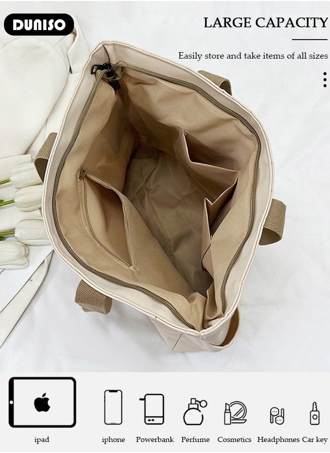 DUNISO - Women's Shoulder Tote Bag Canvas Handbag For Women Large Capacity Bucket Bag Fashionable Travel Messenger Shoulder Bag For Ladies Girls College Students - Image 1