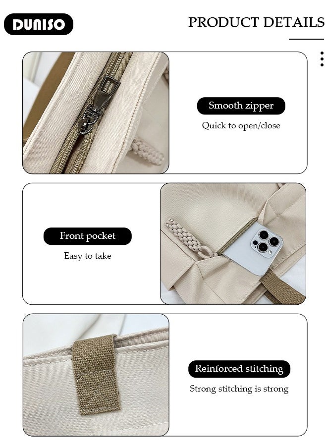 DUNISO - Women's Shoulder Tote Bag Canvas Handbag For Women Large Capacity Bucket Bag Fashionable Travel Messenger Shoulder Bag For Ladies Girls College Students - Image 1