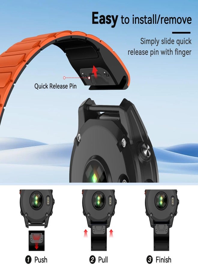 ISABAKE Watch Strap for Fenix 8 47mm/7/6 Pro/5 Plus, 22mm Silicone Quickfit Replacement Band for Garmin Epix Pro 47mm/Forerunner 945/935, 22MM - Image 4