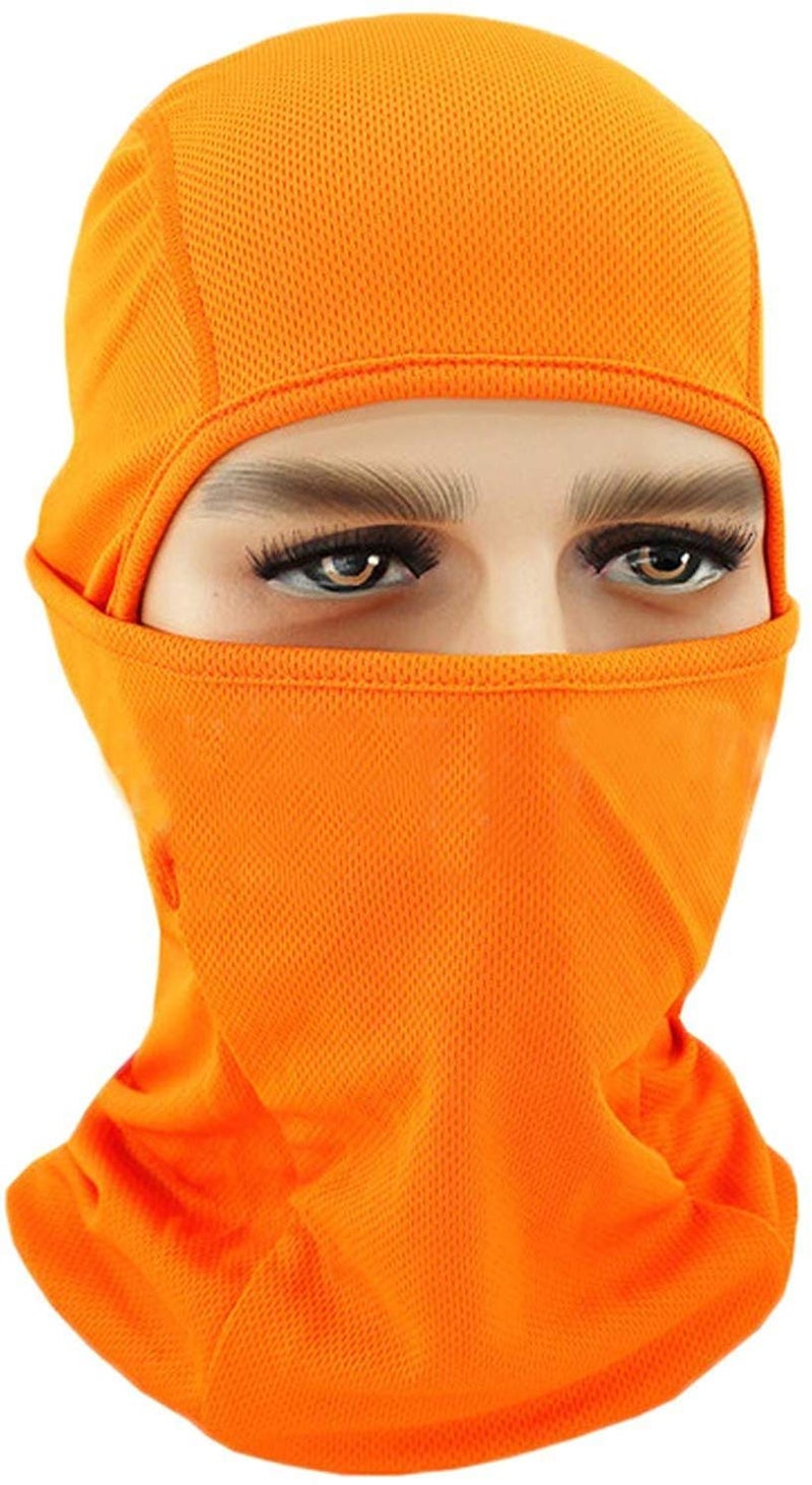 BISMAADH Face Mask Pro for Bikers, Riding, Cycling, Running & Hiking Protects from UV Rays, Wind, Sun, Dust 4 Way Stretch - Face Protection Balaclavas for Men & Women Orange - Image 1