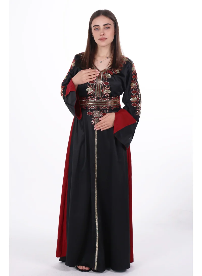 Al Bent Al Sharqieh black women belted satin jalabiya dress for Women | Best Price UAE
