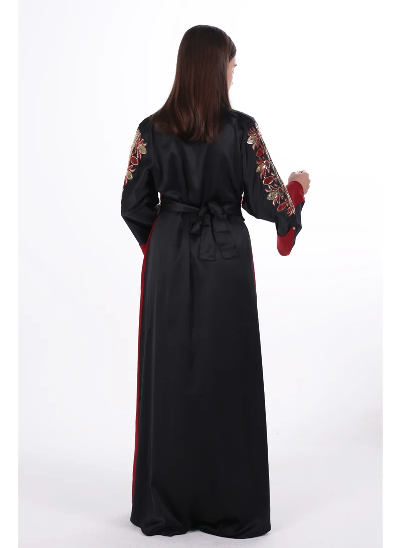 Al Bent Al Sharqieh black women belted satin jalabiya dress for Women | Best Price UAE