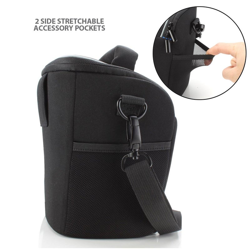 USA Gear DSLR Camera Case for Men and Women with Top Loading Accessibility, Adjustable Shoulder, Small Camera Sling Bag, Travel Padded Handle - Camera Holster Bag for Nikon, Canon, Panasonic (Black) - Image 3