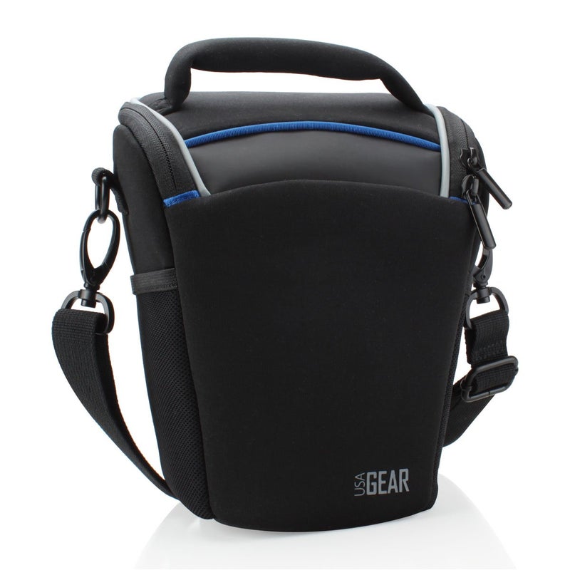 USA Gear DSLR Camera Case for Men and Women with Top Loading Accessibility, Adjustable Shoulder, Small Camera Sling Bag, Travel Padded Handle - Camera Holster Bag for Nikon, Canon, Panasonic (Black) - Image 1