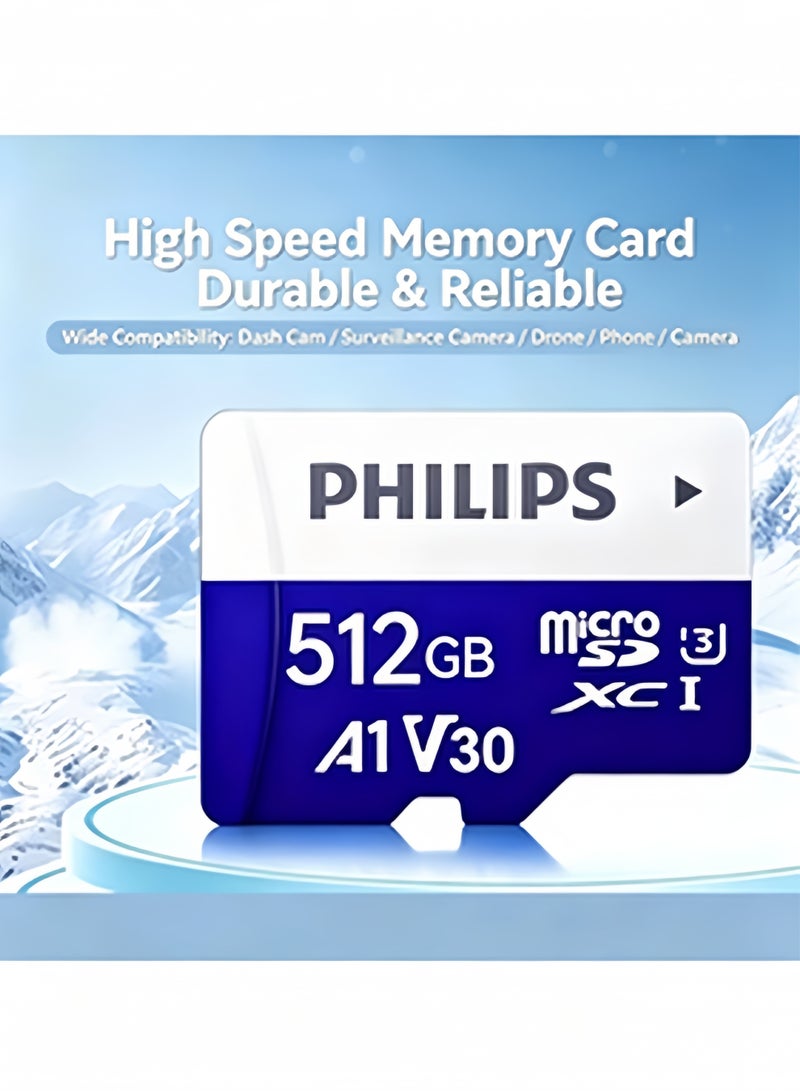Philips Advance Philips 512GB A1 V30 U3 High Speed Dash Cam Special Micro SD Memory Card, Up to 100MB/s Rugged TF Card for Car Dash Cams, Home Surveillance Cameras, Drones & Digital Cameras - Image 3