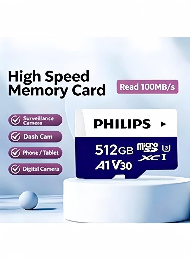Philips Advance Philips 512GB A1 V30 U3 High Speed Dash Cam Special Micro SD Memory Card, Up to 100MB/s Rugged TF Card for Car Dash Cams, Home Surveillance Cameras, Drones & Digital Cameras - Image 2