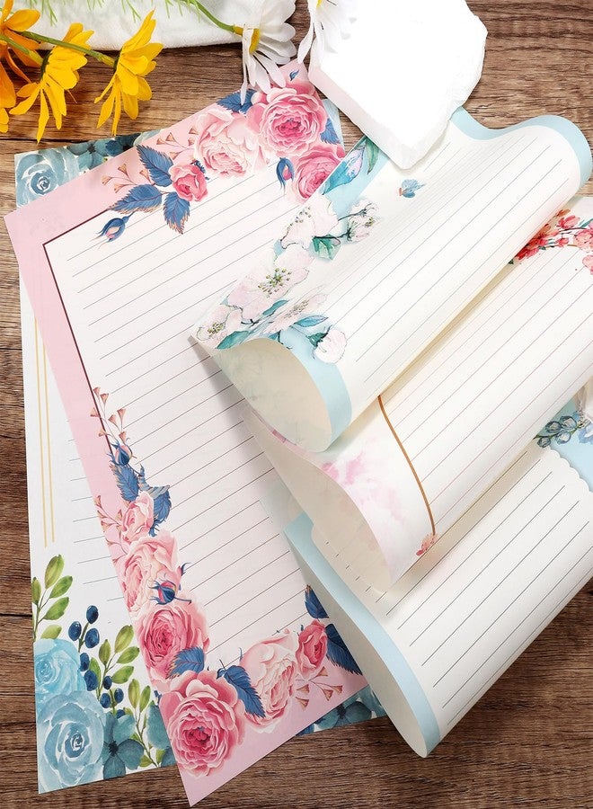 Tmtains 72Pcs Flower Stationary Paper Lined 8.5x11 Lined Stationary Writing Paper Fancy Paper for Letters Cute Colored Lined Paper for Writing Poem Scrapbook Crafts Wedding Invitation Printing Supplies - Image 3