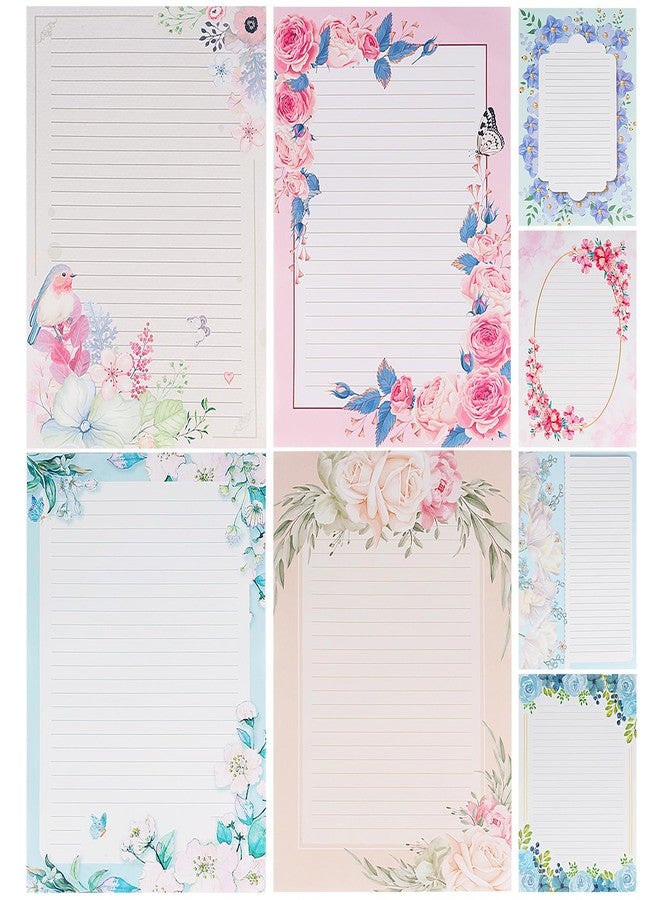 Tmtains 72Pcs Flower Stationary Paper Lined 8.5x11 Lined Stationary Writing Paper Fancy Paper for Letters Cute Colored Lined Paper for Writing Poem Scrapbook Crafts Wedding Invitation Printing Supplies - Image 1