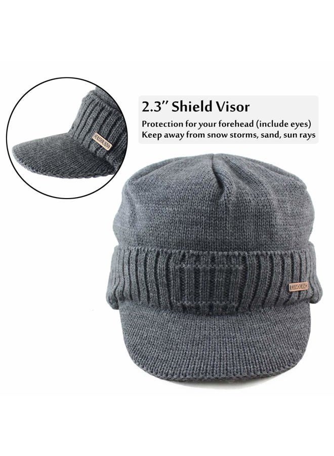 CAMOLAND Winter Beanie w/Visor & Earflaps for Men Women Outdoor Fleece Hat Scarf Set - Image 5