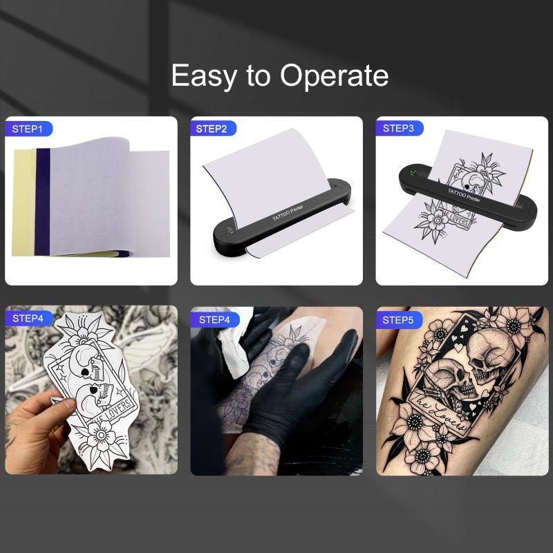 YILONG Bluetooth Tattoo Stencil Printer, Tattoo Thermal Machine with 15 Pcs Tattoo Transfer Paper, Portable Tattoo Transfer Copier Machine for Tattoo Artists and Beginners, ATS886L - Image 4