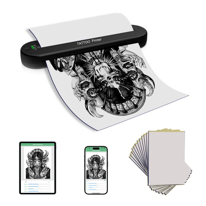 YILONG Bluetooth Tattoo Stencil Printer, Tattoo Thermal Machine with 15 Pcs Tattoo Transfer Paper, Portable Tattoo Transfer Copier Machine for Tattoo Artists and Beginners, ATS886L - Image 1