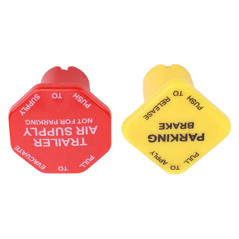 Parking Brake Knobs 2-Pack (Yellow Red) Enhanced Visibility Durable Plastic Air Brake Knobs - Easy Direct Replacement Trailer Brake Knob for Peterbilt Kenworth Western Star Semi Truck Push Pull Valves - Image 5