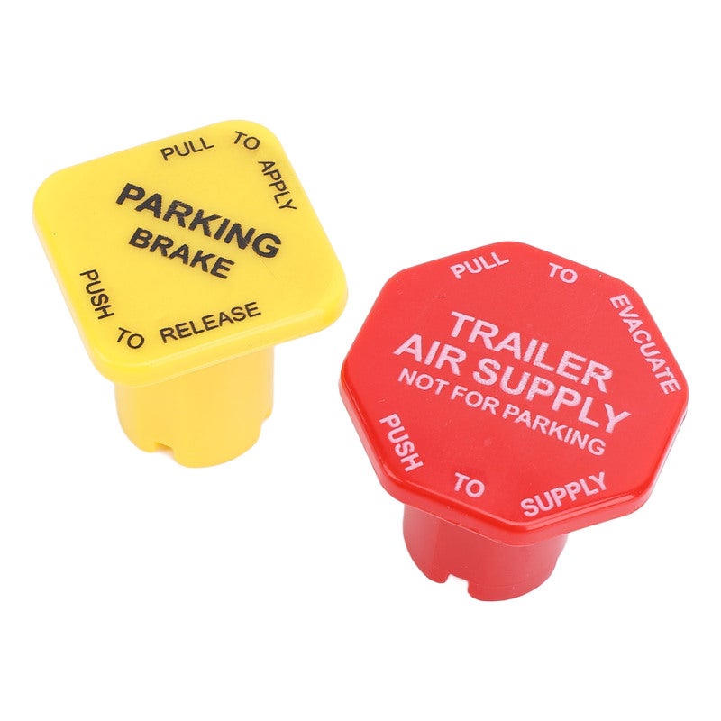 Parking Brake Knobs 2-Pack (Yellow Red) Enhanced Visibility Durable Plastic Air Brake Knobs - Easy Direct Replacement Trailer Brake Knob for Peterbilt Kenworth Western Star Semi Truck Push Pull Valves - Image 2