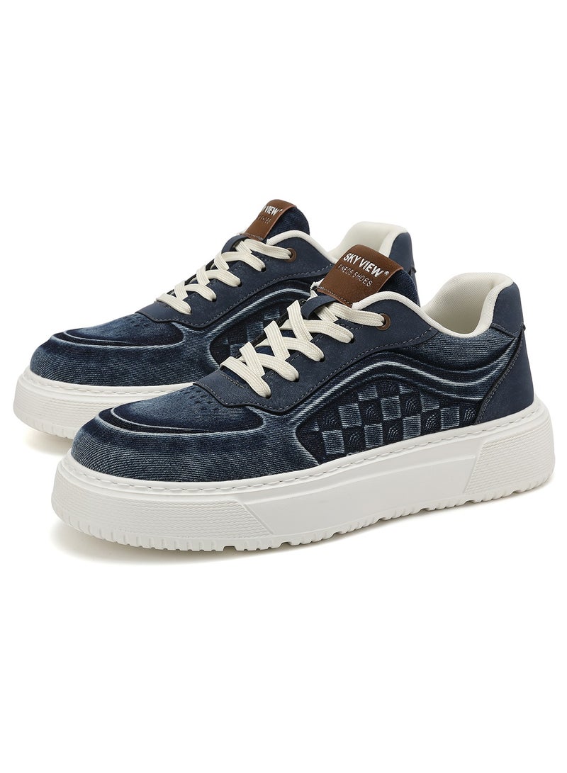 Sky View SKY VIEW Men's Fashion Shoes Denim Vamp Casual Shoes For Men Non Slip Lace Up Platform Sneakers Cushioned And Lightweight Low Top Walking Shoes Blue-09  - Image 1