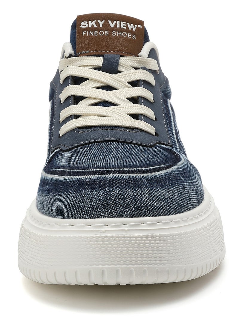 Sky View SKY VIEW Men's Fashion Shoes Denim Vamp Casual Shoes For Men Non Slip Lace Up Platform Sneakers Cushioned And Lightweight Low Top Walking Shoes Blue-09  - Image 3