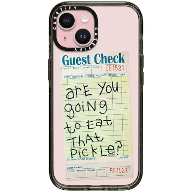 كاستيفي CASETiFY Impact iPhone 15 Case 【4X Military Grade Drop Tested / 8.2ft Drop Protection/Compatible with Magsafe】 - Stickers Print - The Pickle Case - Clear Black - Image 1