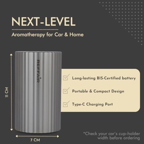 Reffair 212 XM Waterless Essential Oil Diffuser for Cars, Home & Office | Essential Oil Diffuser for Aromatherapy with Display & Timer Function (Dark Grey) - Image 4