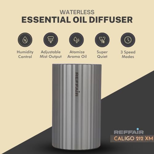 Reffair 212 XM Waterless Essential Oil Diffuser for Cars, Home & Office | Essential Oil Diffuser for Aromatherapy with Display & Timer Function (Dark Grey) - Image 2