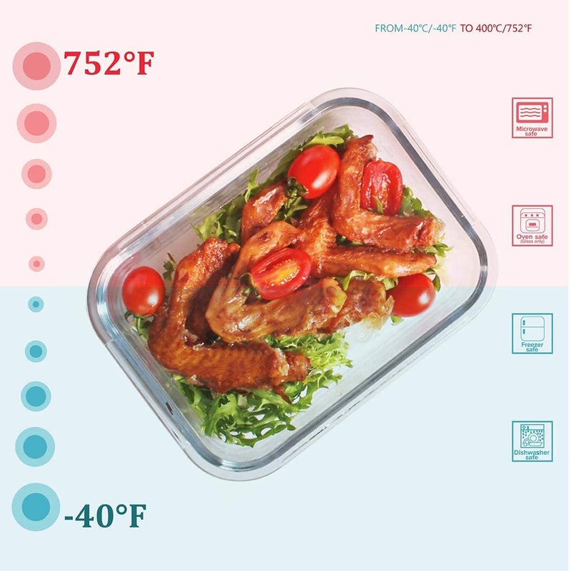 Femora Borosilicate Glass Containers for Kitchen | 1 Year Warranty | Container Boxes for Storage, Storage Box for Kitchen with Air Vent Lid, Microwave Safe Utensils, Square (Set of 1-2100ml) - Image 5
