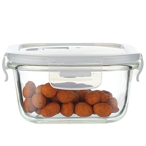 Femora Borosilicate Glass Containers for Kitchen | 1 Year Warranty | Container Boxes for Storage, Storage Box for Kitchen with Air Vent Lid, Microwave Safe Utensils, Square (Set of 1-2100ml) - Image 1
