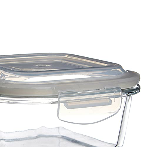 Femora Borosilicate Glass Containers for Kitchen | 1 Year Warranty | Container Boxes for Storage, Storage Box for Kitchen with Air Vent Lid, Microwave Safe Utensils, Square (Set of 1-2100ml) - Image 2