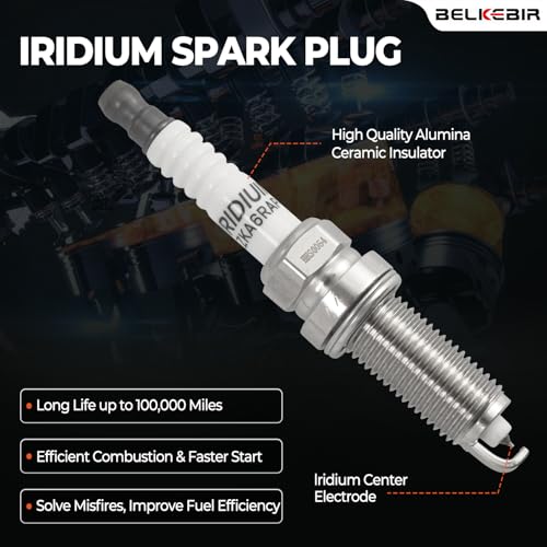 BELKEBIR Set of 4 Ignition Coil Pack & Iridium Spark Plugs Compatible with 1.6L 1.8L 2.0L 2.5L L4 2007-2018 Nissan Altima Rogue Sentra Versa Cube Frontier NV200, Infiniti FX50 M56 Q70 QX60 Replace UF549 & 9029 - Image 5