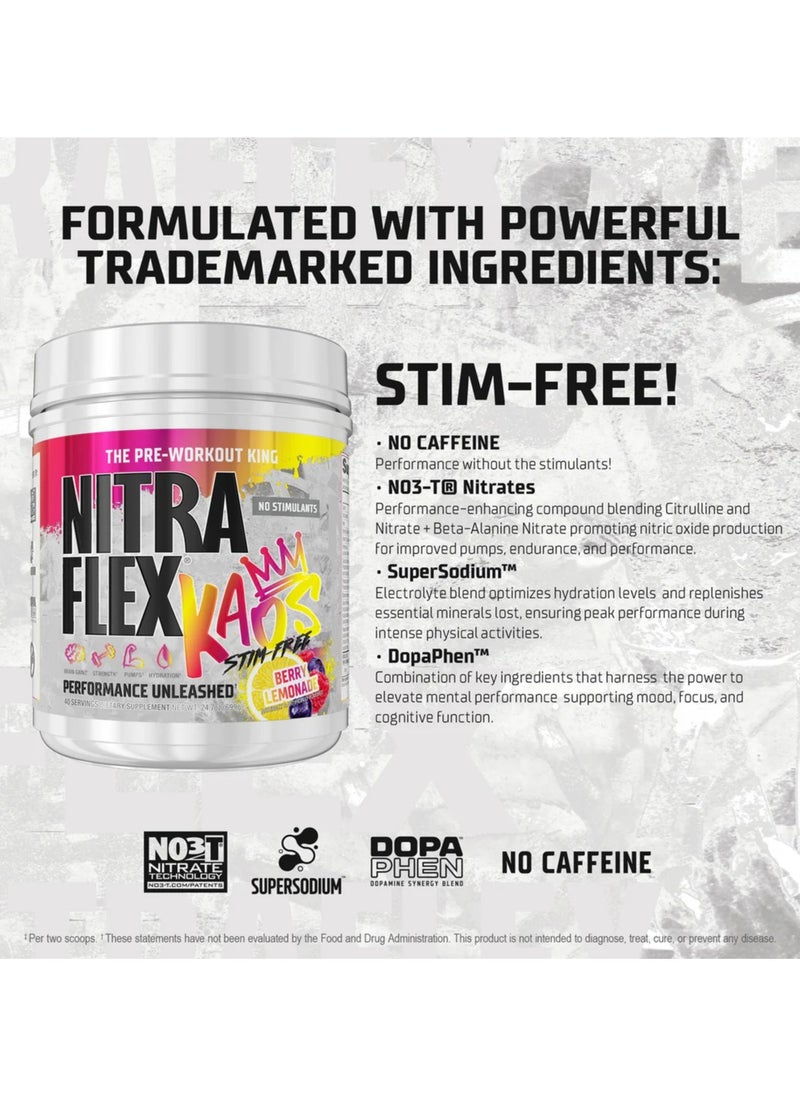 GAT SPORT Gat Sport, Nitraflex, Kaos, Stim Free, Pre Workout King, 700g, Berry Lemonade, 40 Servings  - Image 2