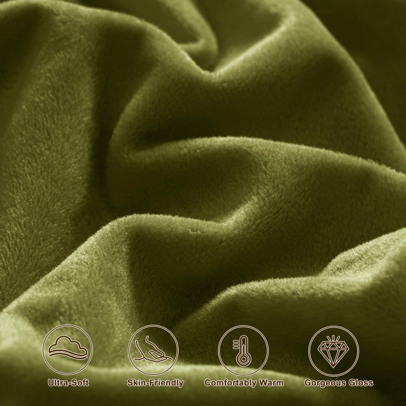 PHF Super Soft Velvet Pillowcases Standard Size  No Insert  2 Pack Luxury Cozy Warm Pillow Shams Covers with Envelope Closure  20"" X 26"" Cozy Fuzzy Flannel Pillow Case  Olive Green - Image 5