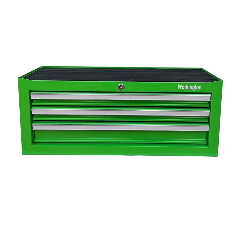 Workington Industrial 3 Drawers Portable Metal Intermediate Box, 26" Middle Tool Chest Cabinet with Ball Bearing Drawer Slides, Steel Tool Storage Box Organizer 4009 Green - Image 2