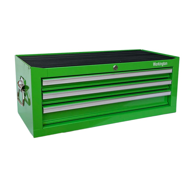 Workington Industrial 3 Drawers Portable Metal Intermediate Box, 26" Middle Tool Chest Cabinet with Ball Bearing Drawer Slides, Steel Tool Storage Box Organizer 4009 Green - Image 3