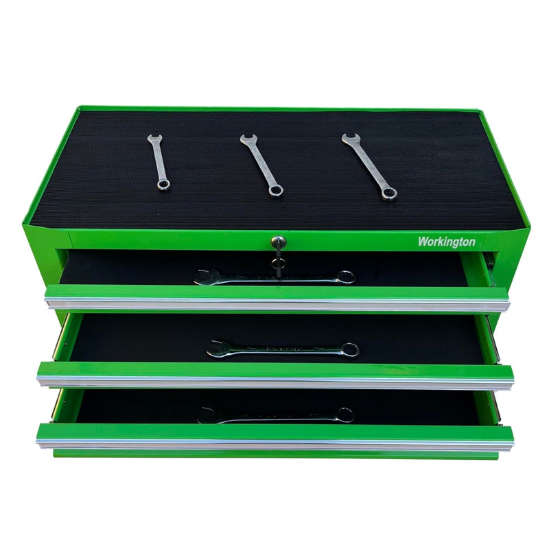 Workington Industrial 3 Drawers Portable Metal Intermediate Box, 26" Middle Tool Chest Cabinet with Ball Bearing Drawer Slides, Steel Tool Storage Box Organizer 4009 Green - Image 5