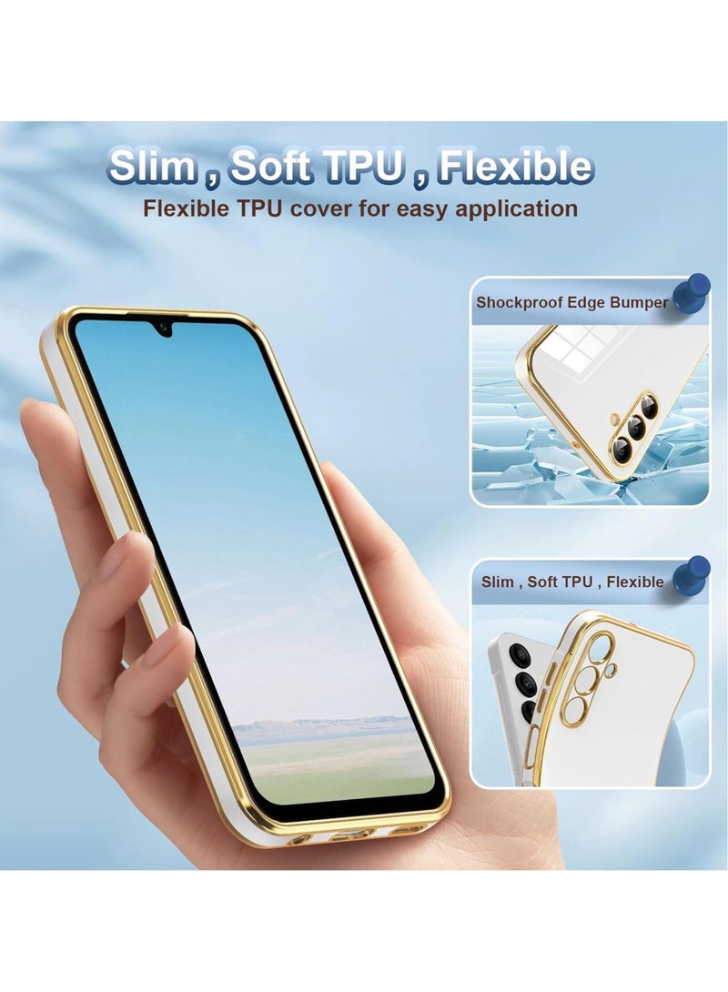 Compatible with Samsung Galaxy A16 cover, smooth veneer gold plated chrome, Black Thin and smooth shock-proof full protectionSamsung Galaxy A16 case（white） - Image 3