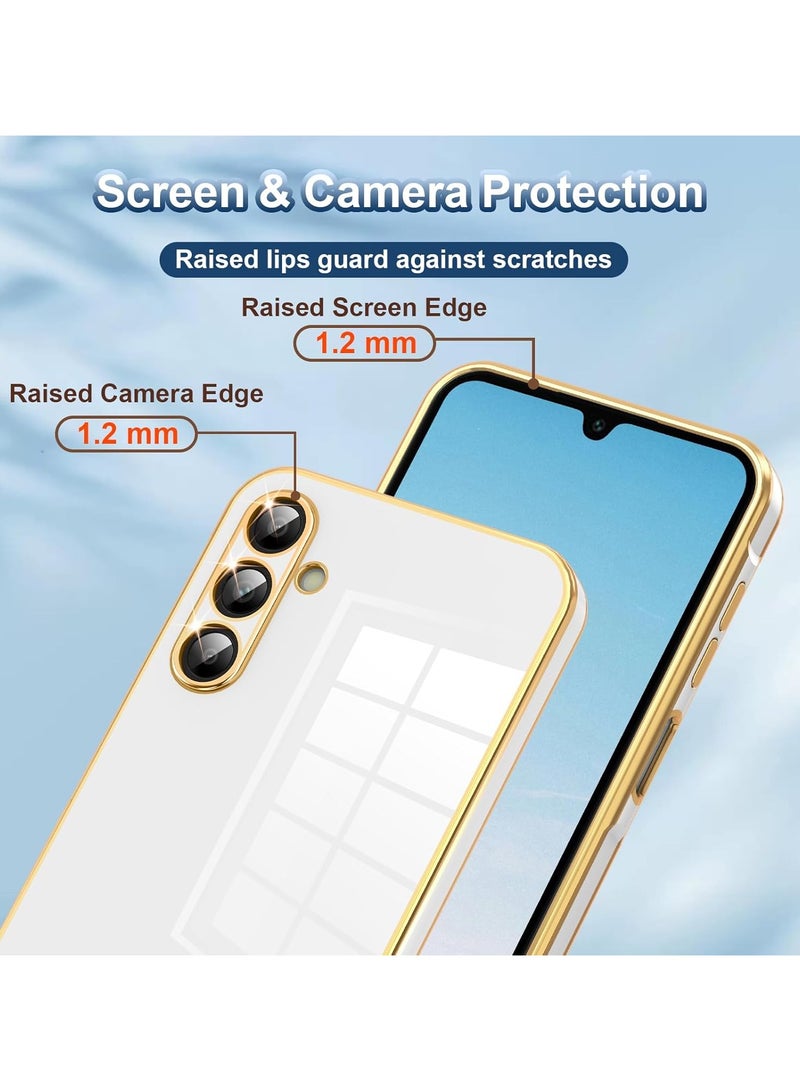 Compatible with Samsung Galaxy A16 cover, smooth veneer gold plated chrome, Black Thin and smooth shock-proof full protectionSamsung Galaxy A16 case（white） - Image 2