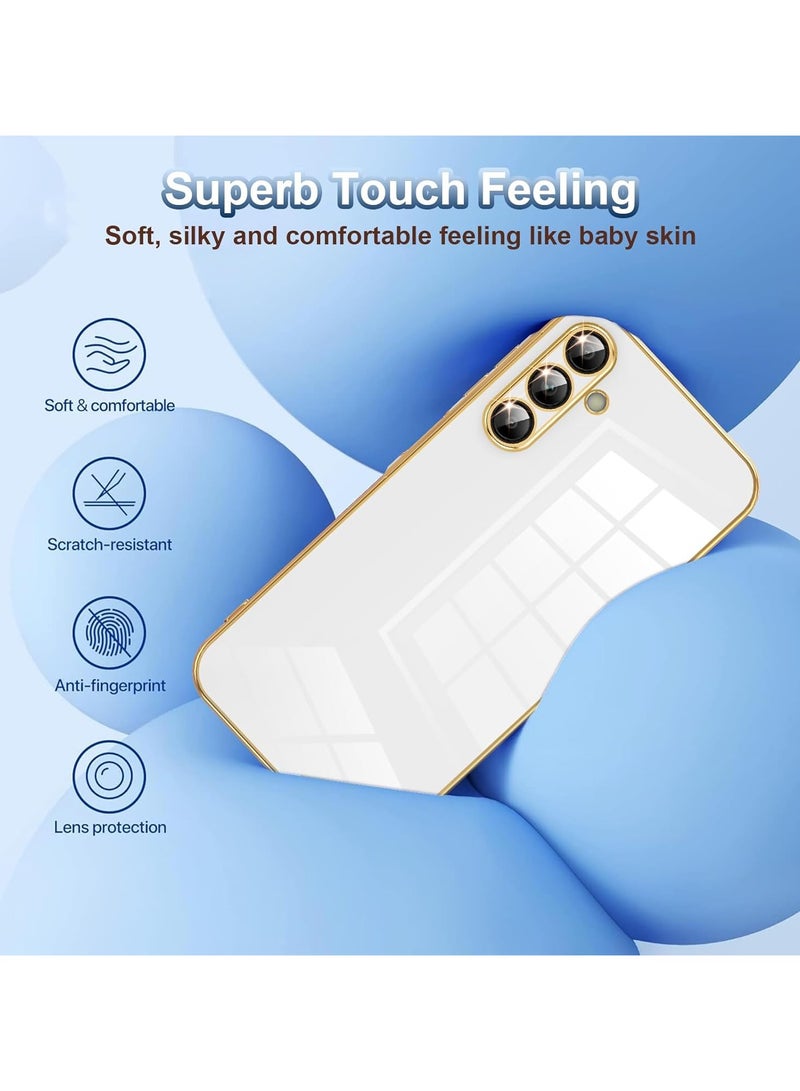 Compatible with Samsung Galaxy A16 cover, smooth veneer gold plated chrome, Black Thin and smooth shock-proof full protectionSamsung Galaxy A16 case（white） - Image 4