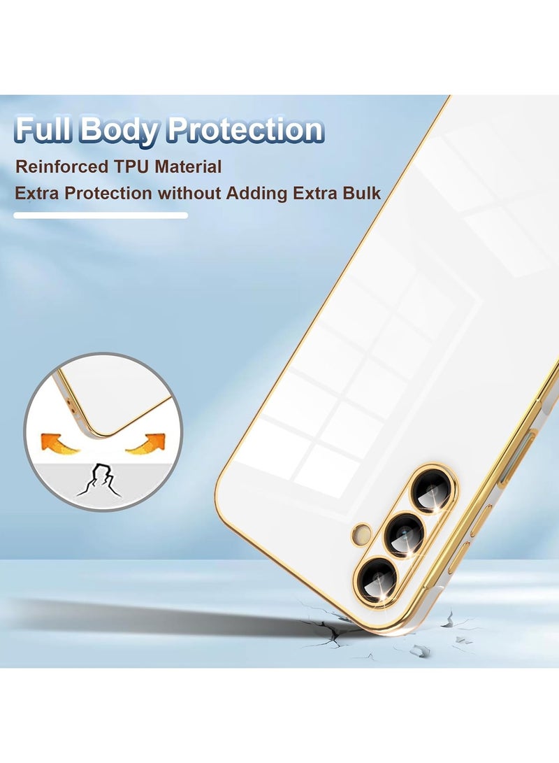 Compatible with Samsung Galaxy A16 cover, smooth veneer gold plated chrome, Black Thin and smooth shock-proof full protectionSamsung Galaxy A16 case（white） - Image 5