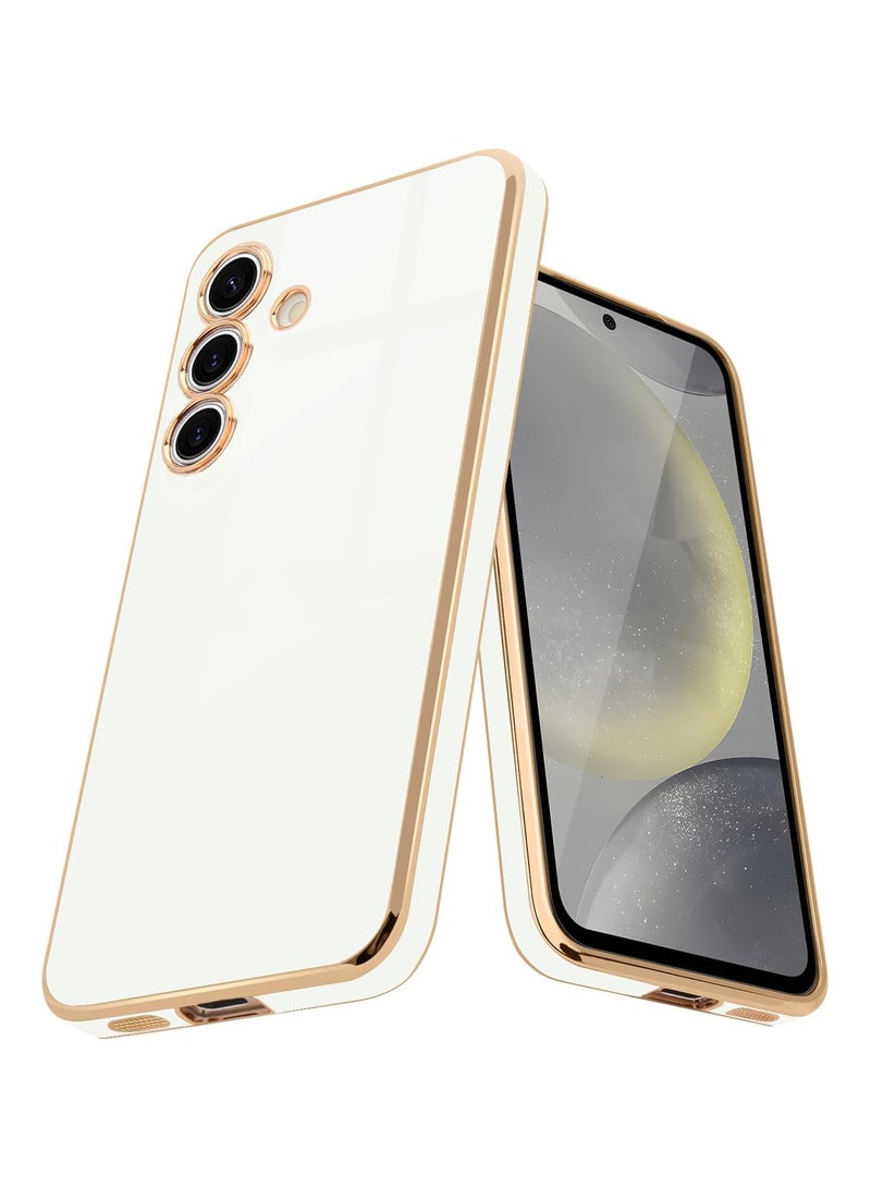 Compatible with Samsung Galaxy A16 cover, smooth veneer gold plated chrome, Black Thin and smooth shock-proof full protectionSamsung Galaxy A16 case（white） - Image 1