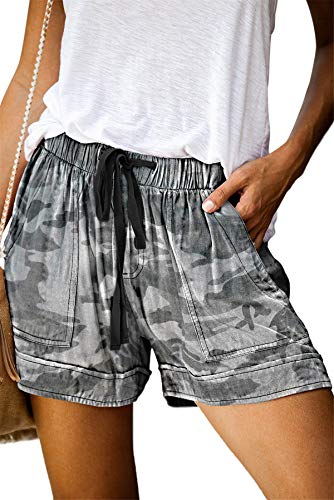 ONLYSHE Summer Comfy Shorts for Women Girls Camo Print Waistband Pocketed Shorts L - Image 1