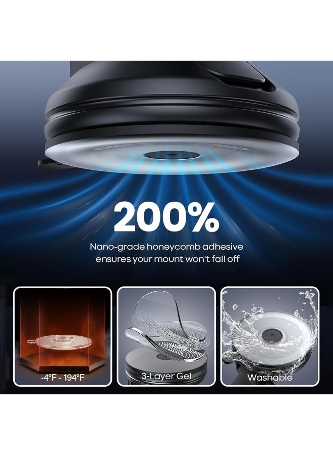 جو-ديز حامل جوال للسيارة 2 في 1 GD-HD753 مع كوب شفط قوي، مشبك فتحة تهوية، دوران 360 درجة، ذراع تلسكوبي قابل للتعديل 75 مم، قبضة ذاتية الشد، حامل لوحة القيادة والزجاج الأمامي لجميع الهواتف الذكية - Image 5