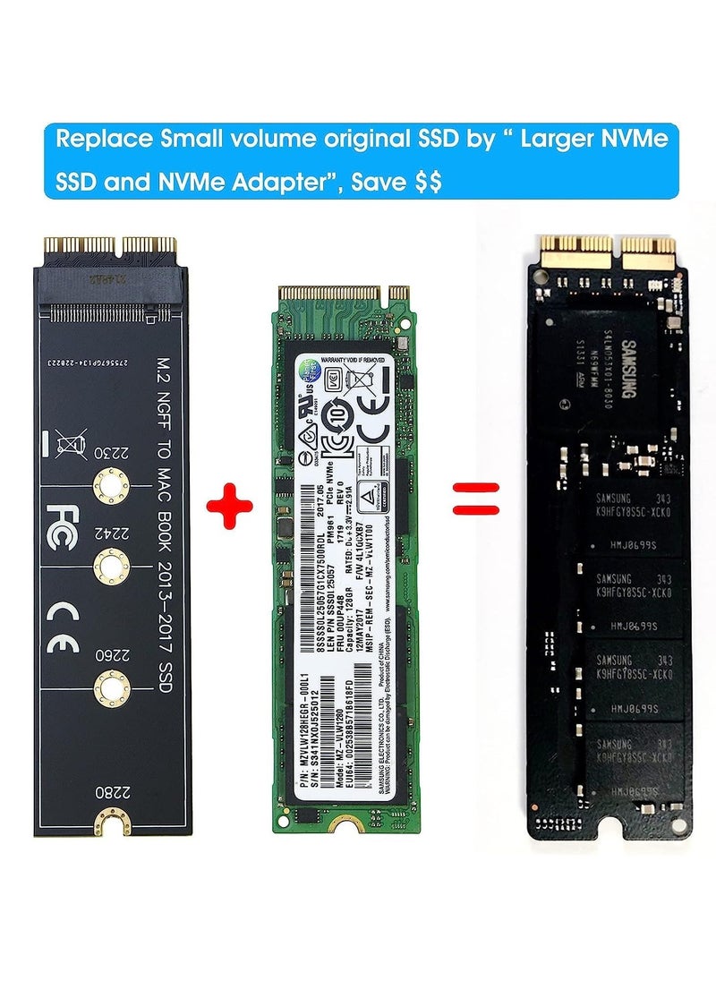 ماركة غير محددة محول ترقية M.2 NVMe SSD الى 12+16 دبوس لجهاز ماك بوك اير (2013-2017 عام) A1465 A1466 وماك برو (اواخر 2013-2015 عام) (EPL-404HS-5 قطع)  - Image 2