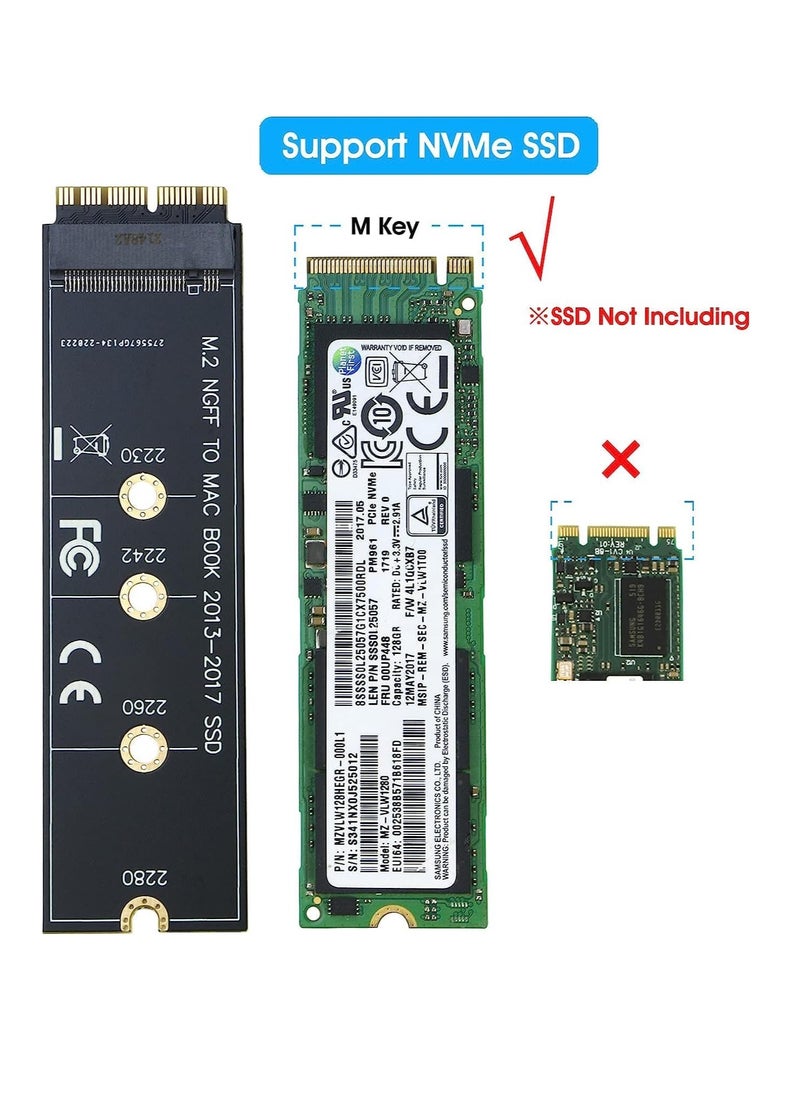 ماركة غير محددة محول ترقية M.2 NVMe SSD الى 12+16 دبوس لجهاز ماك بوك اير (2013-2017 عام) A1465 A1466 وماك برو (اواخر 2013-2015 عام) (EPL-404HS-5 قطع)  - Image 3