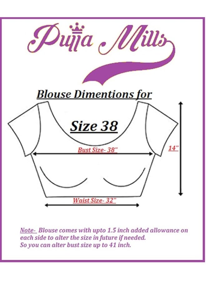 Pujia Mills Women's Multicolor Temple Embroidery Net Back Sequence Khatli Work Sleeves Design Phantom Silk Readymade Blouse For Saree and Lehenga Choli - Image 4