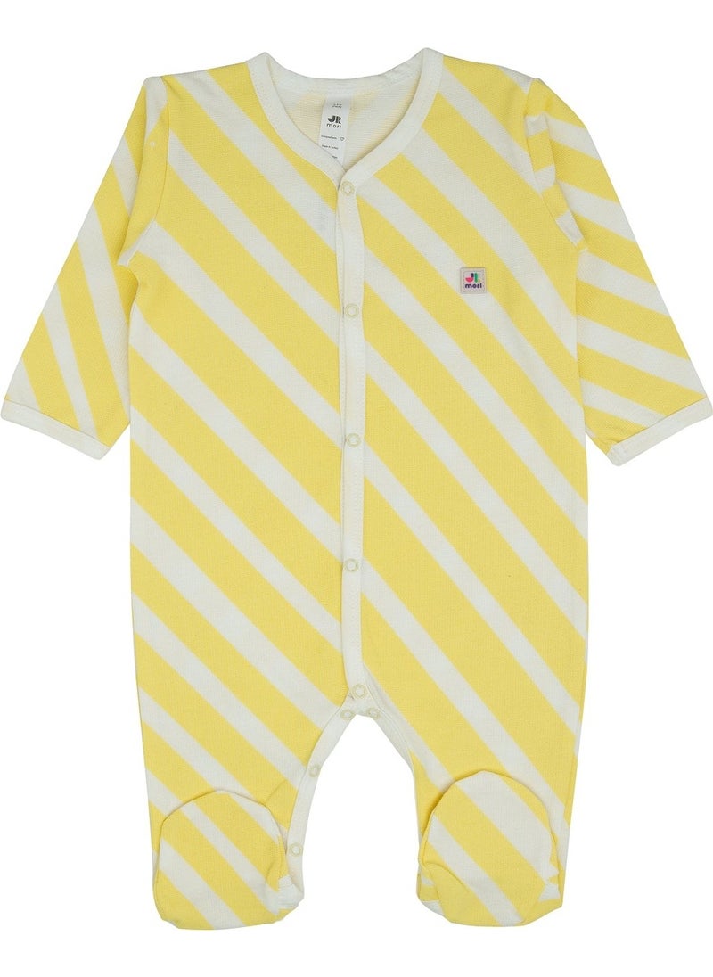 Jrmori Sideways Stripe Printed Jumpsuit with Snap Fasteners  - Image 1