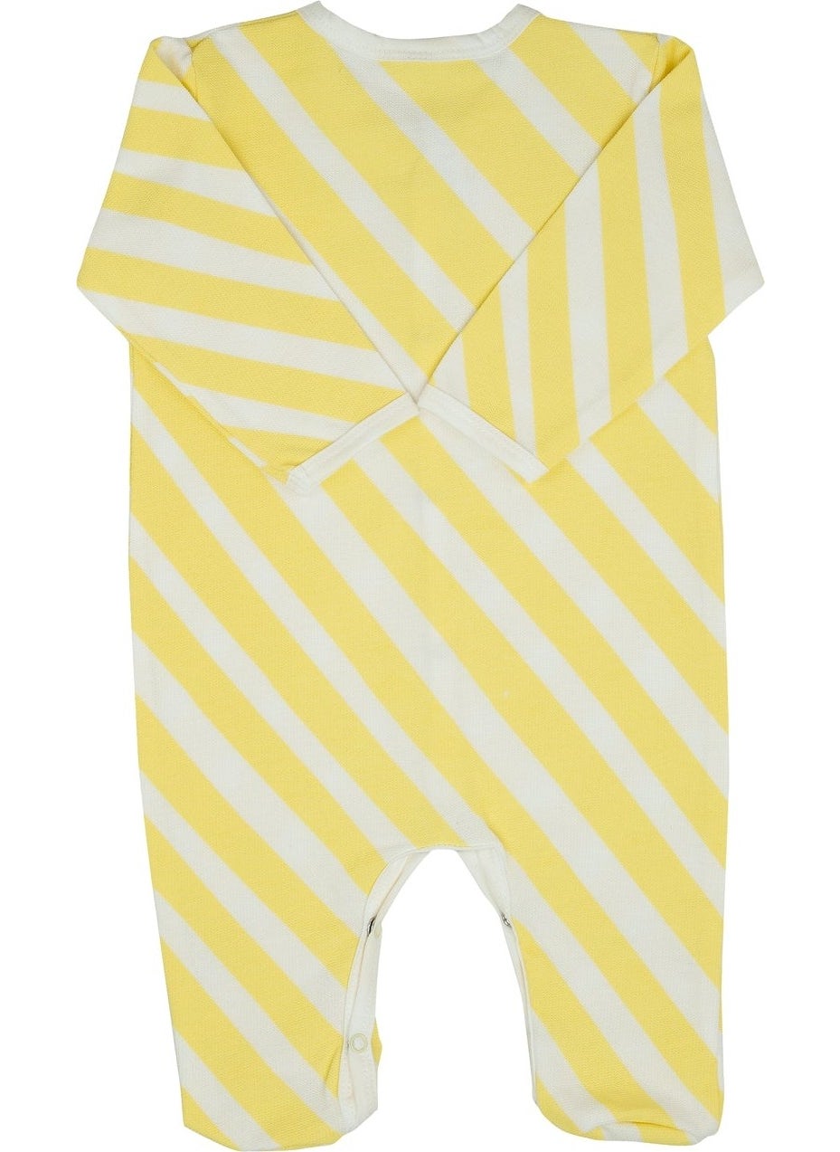 Jrmori Sideways Stripe Printed Jumpsuit with Snap Fasteners  - Image 2