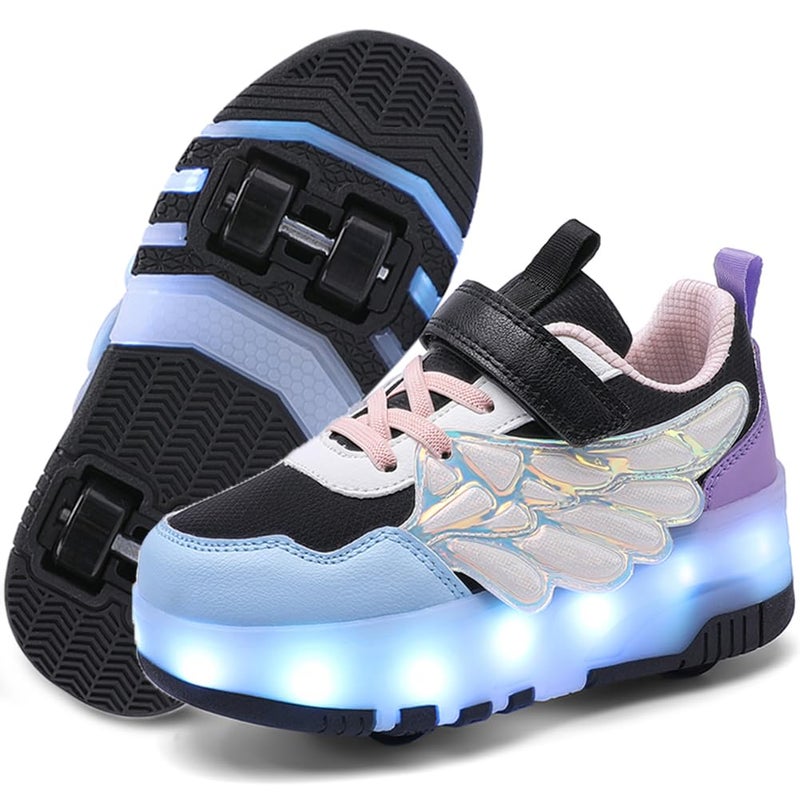 Nsasy Kids Roller Shoes Boy Girl Sneakers with Wheels Become Sport Sneaker with Led for Christmas Birthday Children Show Gift - Image 1