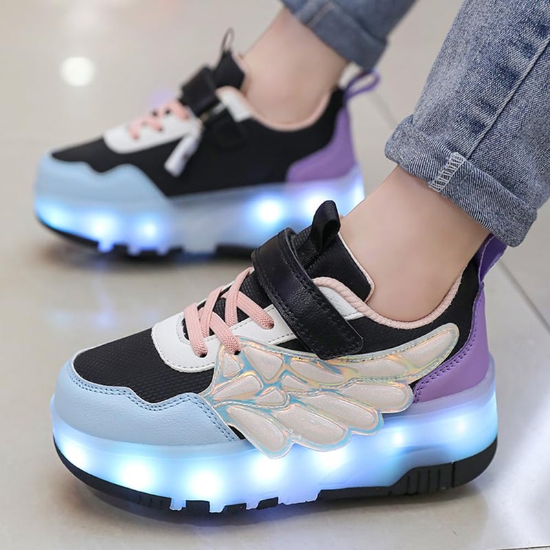 Nsasy Kids Roller Shoes Boy Girl Sneakers with Wheels Become Sport Sneaker with Led for Christmas Birthday Children Show Gift - Image 2