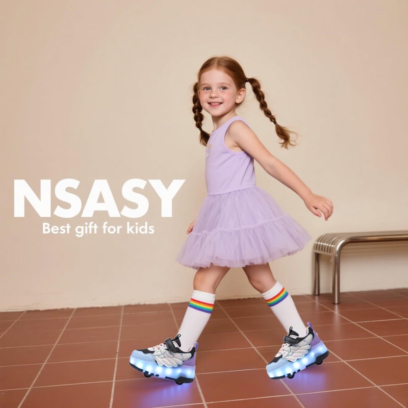 Nsasy Kids Roller Shoes Boy Girl Sneakers with Wheels Become Sport Sneaker with Led for Christmas Birthday Children Show Gift - Image 4